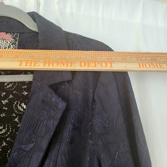 Free people Goth Navy black brocade corset lace up Blazer Jacket Vamp  victorian - Picture 6 of 12